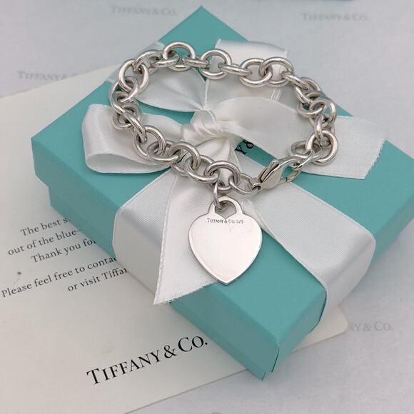 Tiffany & Co. Heart Tag Charm Bracelet Sterling Silver 925...
